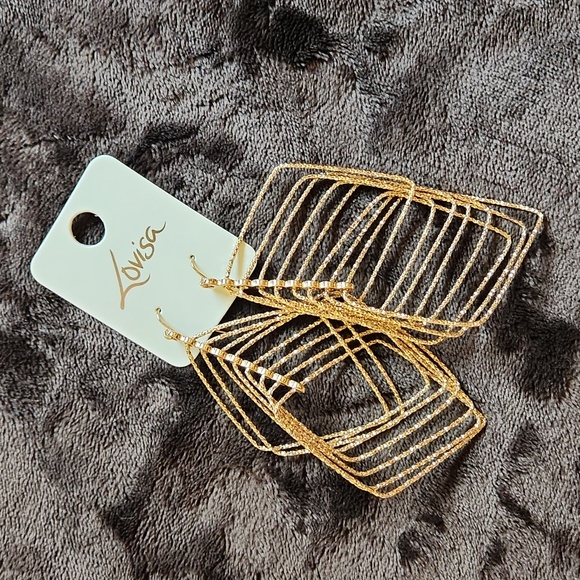 NWT Lovisa Fashion earrings faux gold dangle shimmer sparkle 4" long - Picture 6 of 10